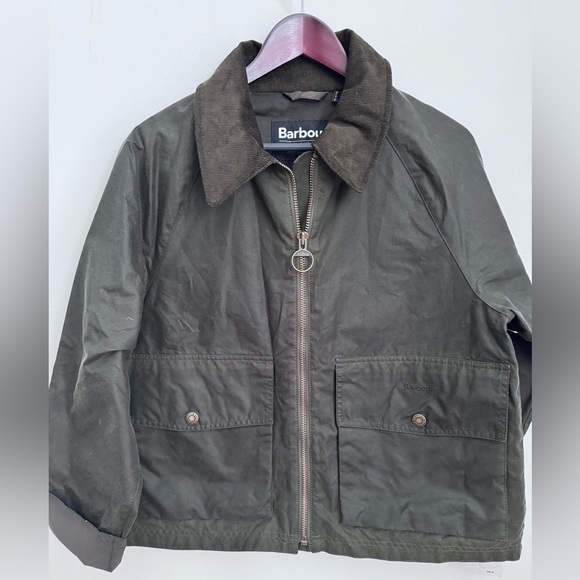 Barbour Croxdale Waxed Cotton Jacket in archive olive size 8 - Picture 8 of 10